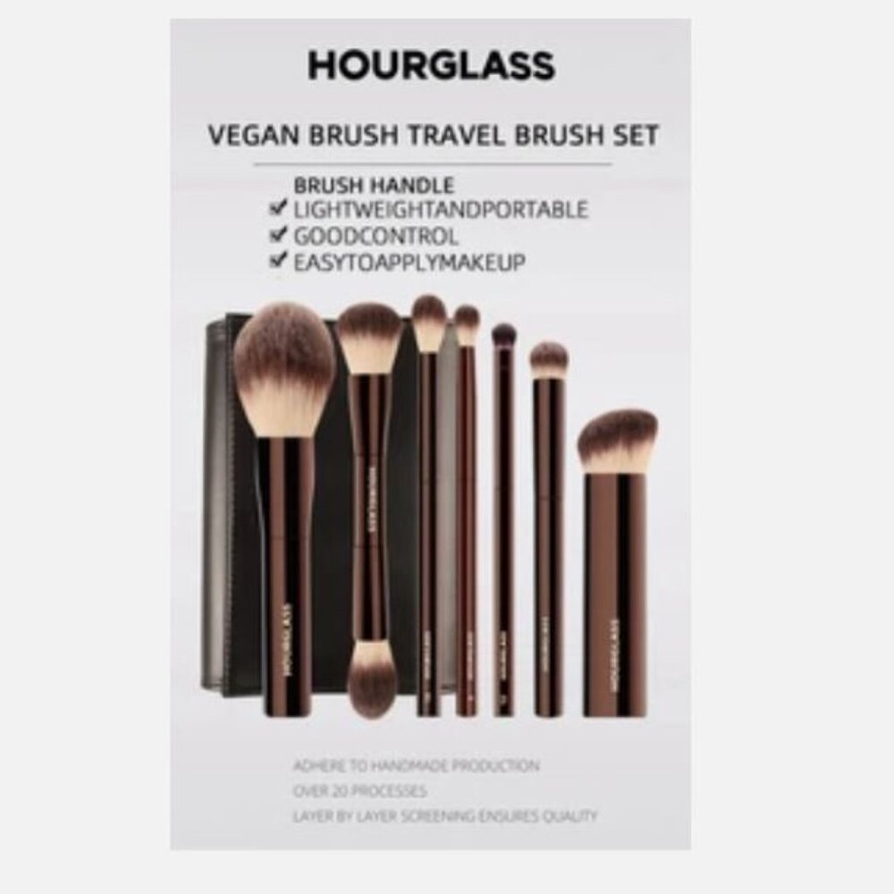 NIB Hourglass Set of 7 Travel Brush Set with Vegan Leather Case - Picture 8 of 13